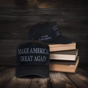 Trump 2025 Never Surrender Black Maga Hats