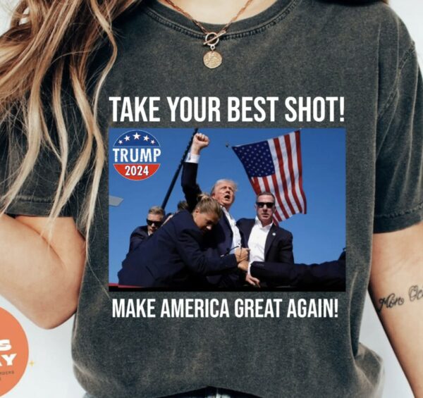 Trump Shot Make America Great Again with the Felon's Mugshot shirt