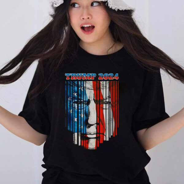 US Flag Face Trump 2024 Vintage Donald Trump 4th of July T-Shirt